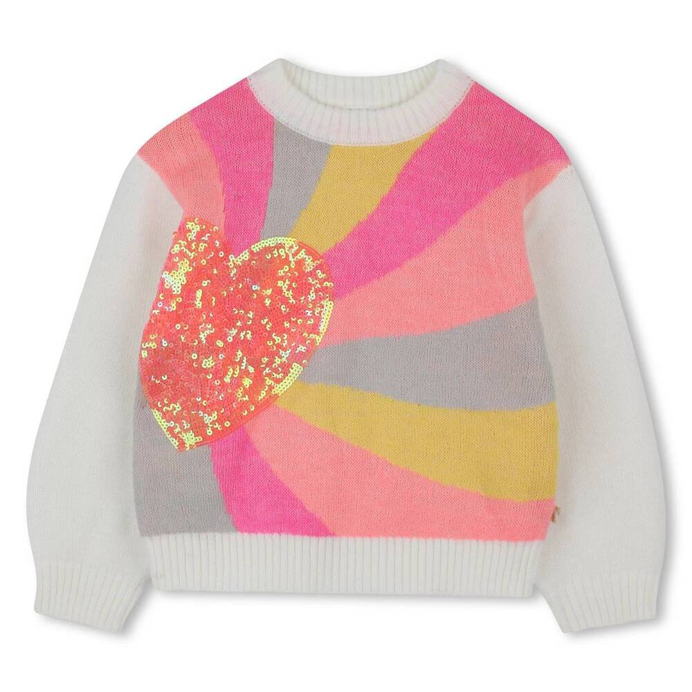 NEW BILLIEBLUSH girls rainbow heart sweater in ivory
